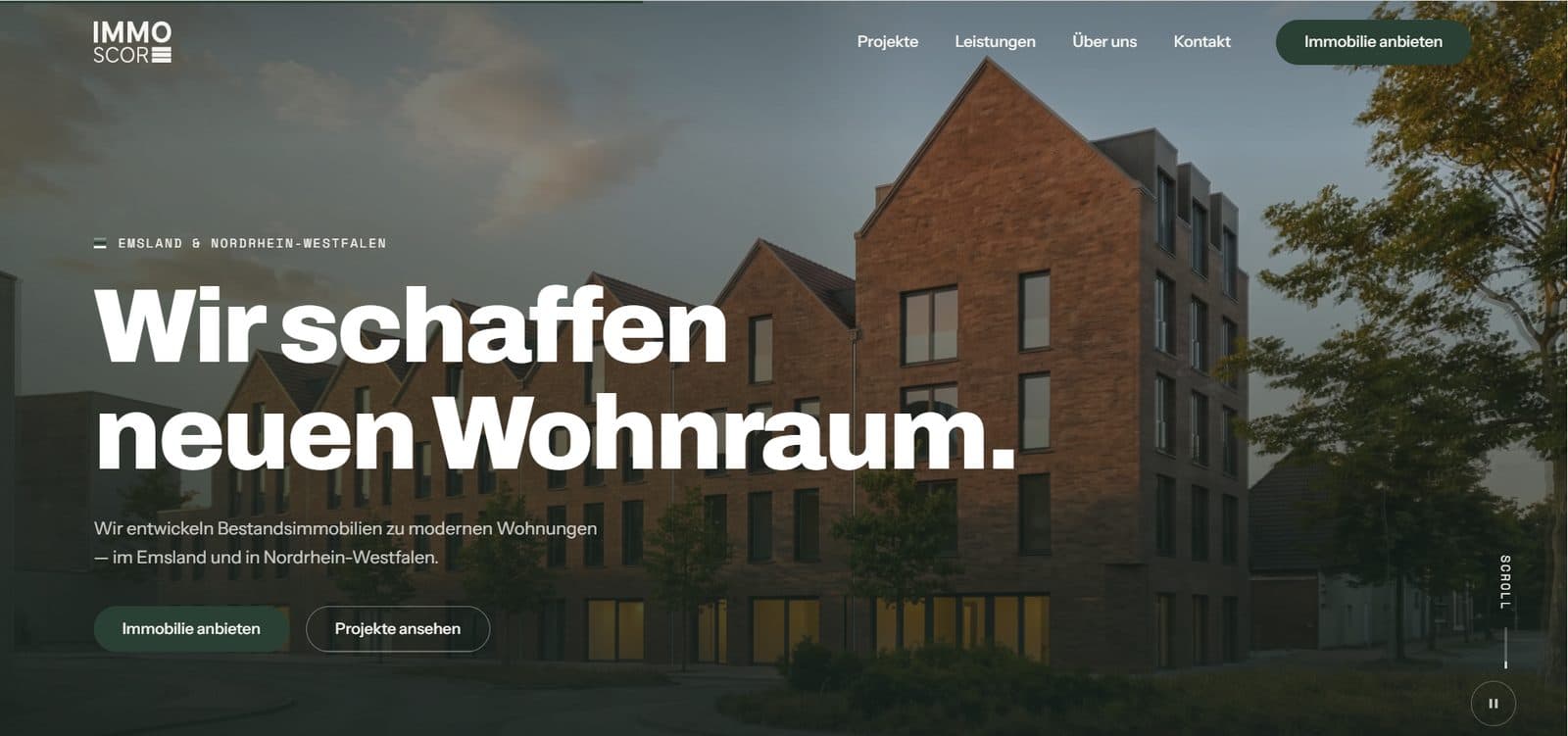Screenshot der Immoscore-Website – Kundenprojekt von Xaro Digital